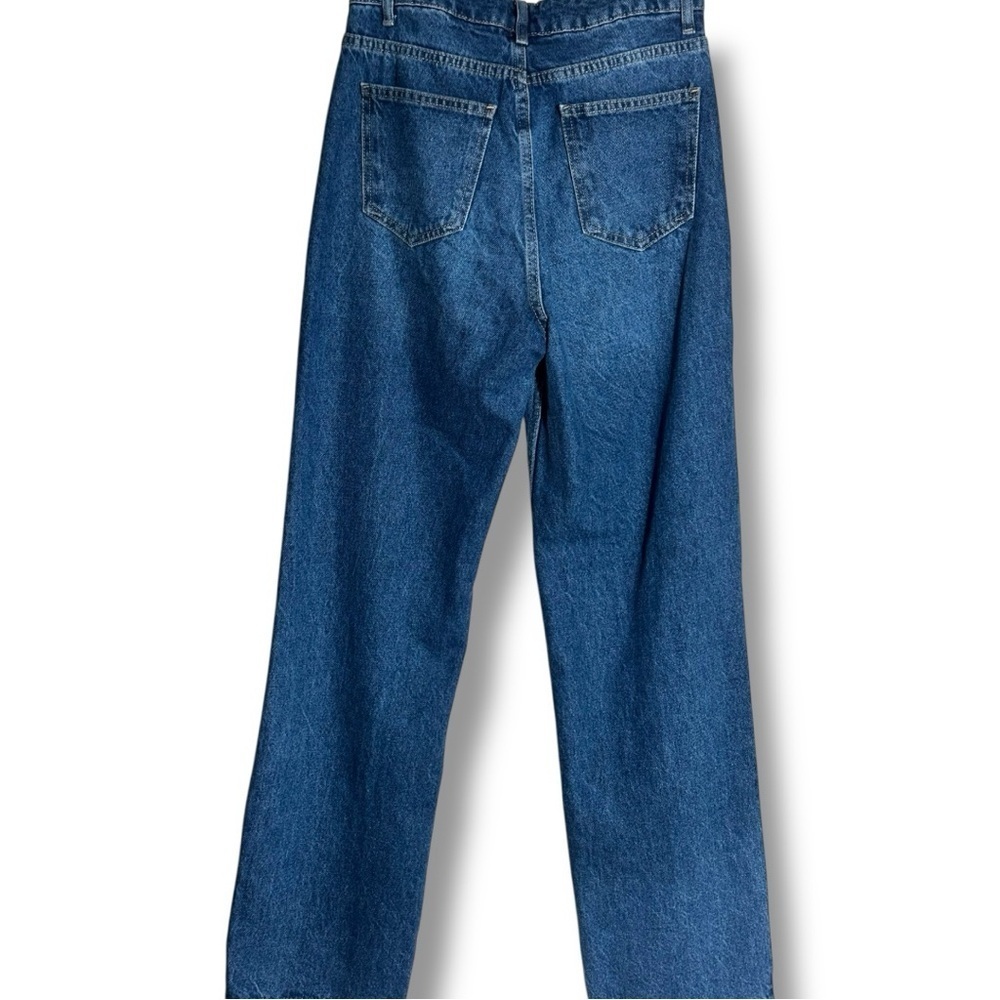 Dark Blue Denim High Waisted Classic Straight Leg Women's Jeans - Picture 4 of 9